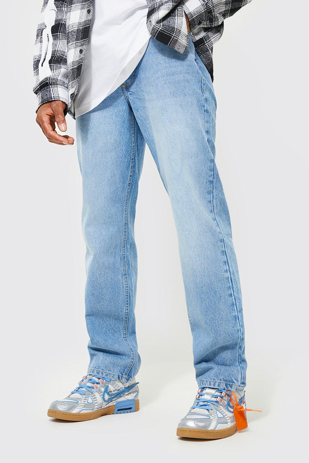 Mens Blue Relaxed Fit Rigid Jeans, Blue